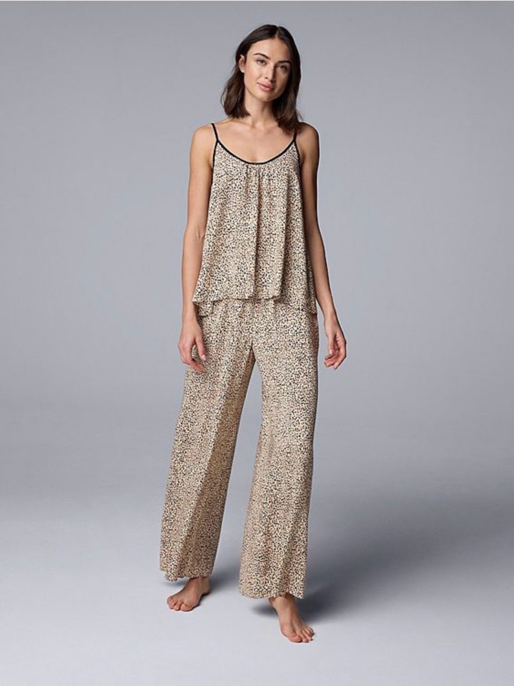 Women's Simply Vera Vera Wang Plain Weave Pajama Tank Top & Pajama Pants Set
